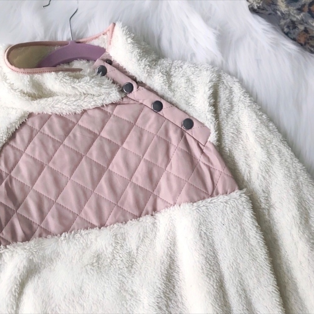 NEW! Asymmetrical Paneled Buttoned Fleece Teddy - Picture 4 of 4